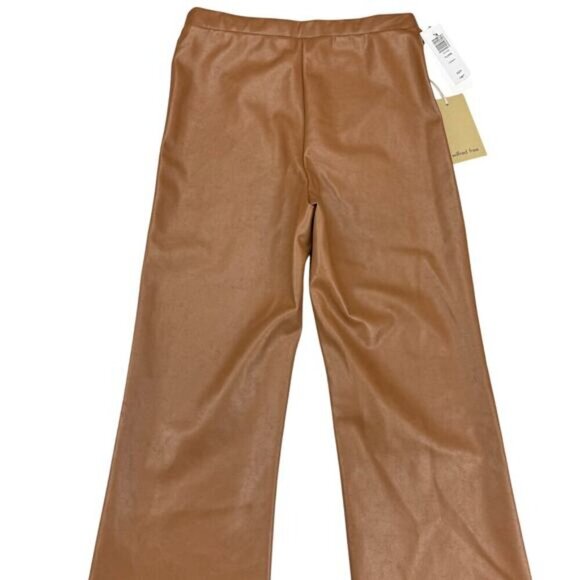 NWT WILFRED FREE Aritzia Flora Vegan Leather Bootcut Pant Sz XS Cognac - Picture 7 of 8